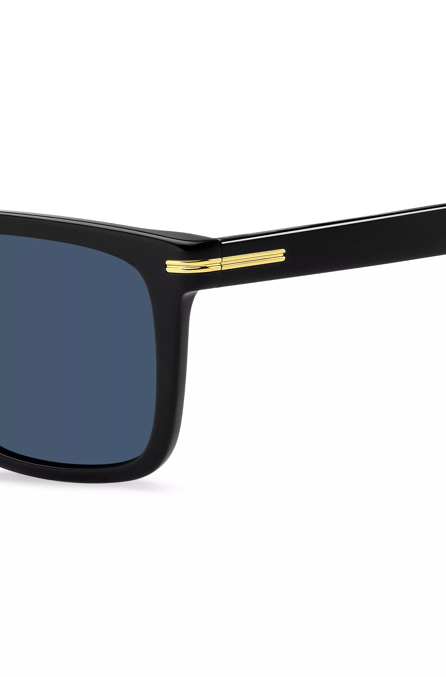 Óculos de sol BOSS em acetato preto com detalhes exclusivos.