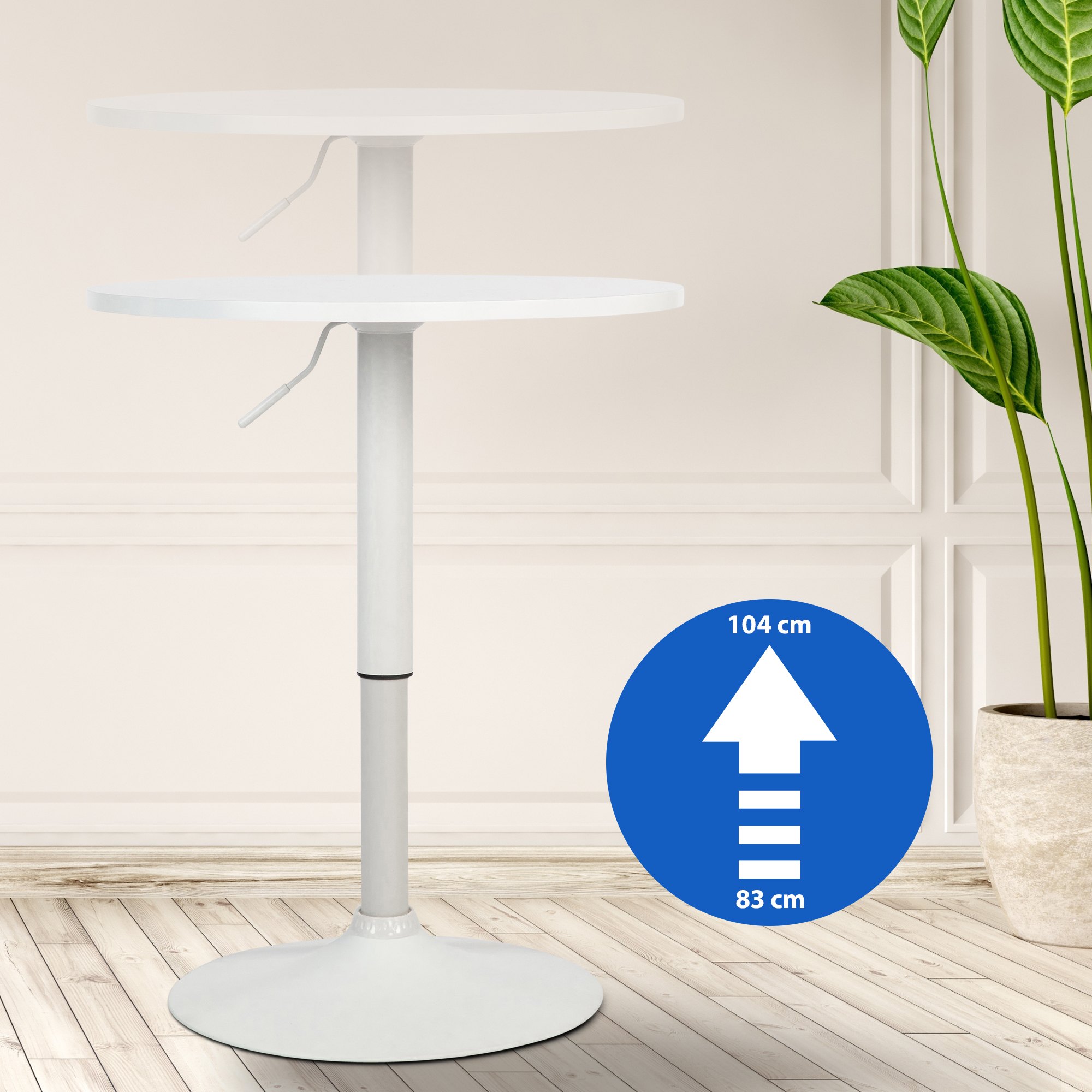 CLP Stehtisch Lamoni höhenverstellbar drehbar mit Metallgestell I Bistrotisch für Bar & Events I Tischplatte Ø 60 cm I Ideal mit Hussen & Deko