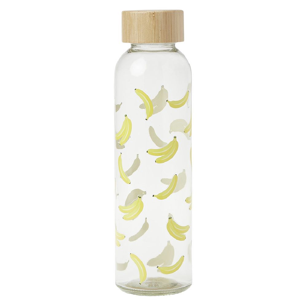 Gourde bouteille en verre avec bouchon bambou 500ml Ø6,5xH22cm