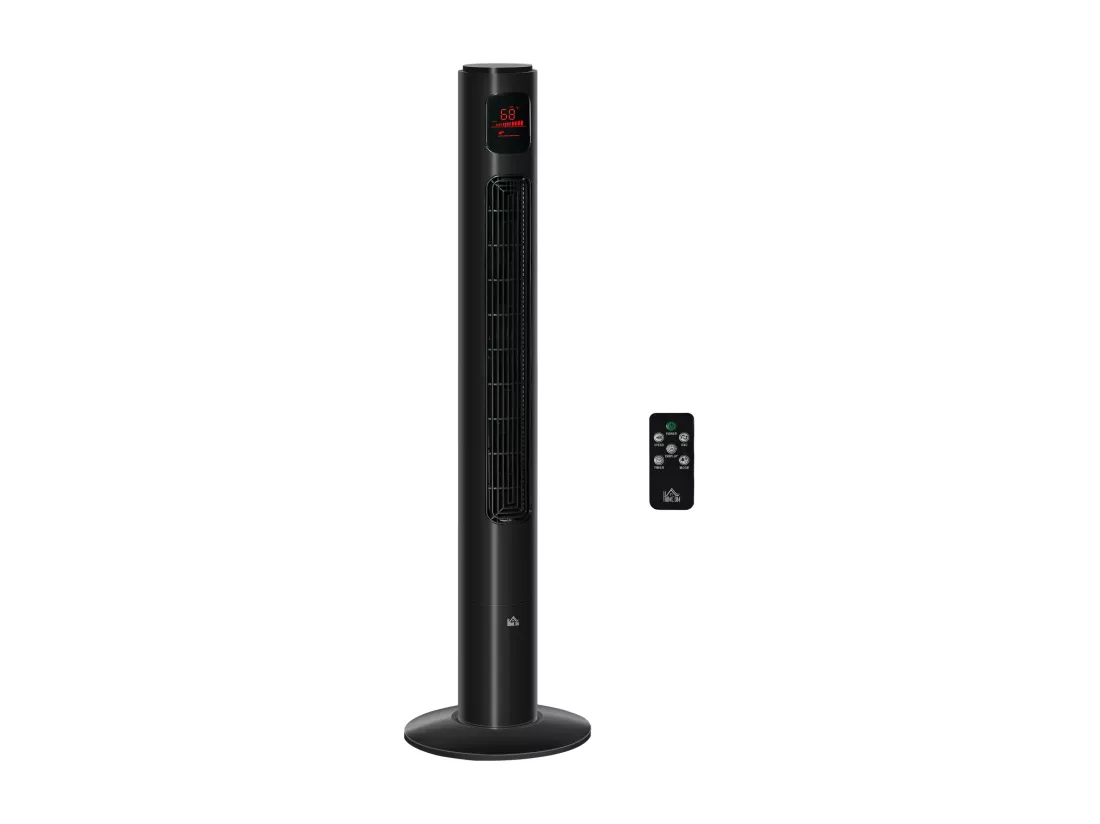 Ventilateur colonne tour oscillant 45 W silencieux télécommande timer 3 modes 3 vitesses noir