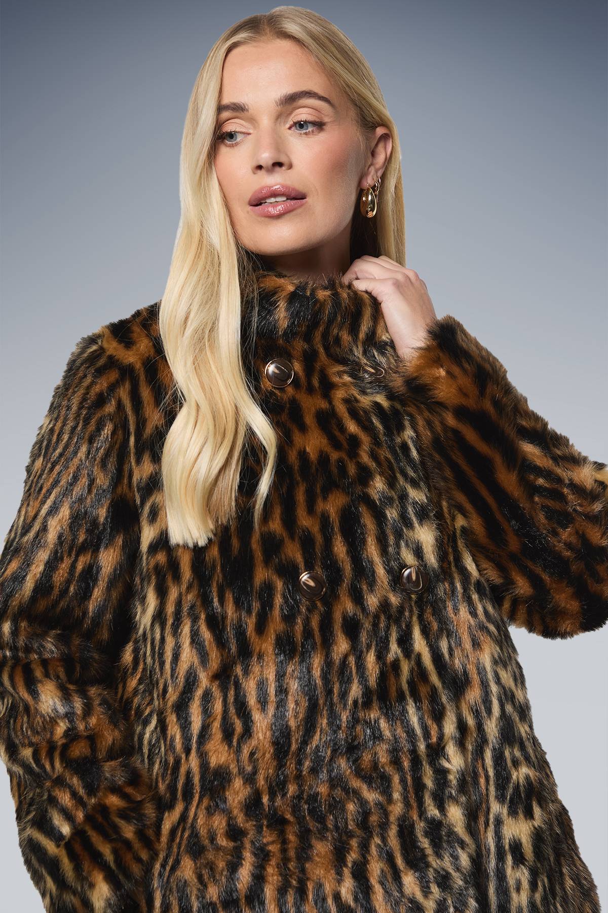 Wallis Manteau en synthétique Léopard Petite Taille