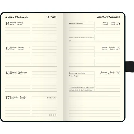 BRUNNEN Wochenkalender Taschenkalender Modell 756,schwarz, 2024 Kompagnon Blattgröße 8,7 x 15,3 cm