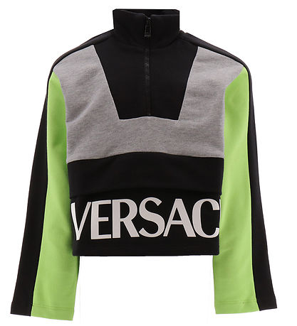 Versace Sweatshirt m. Reißverschluss - Grau Meliert m. Schwarz/N
