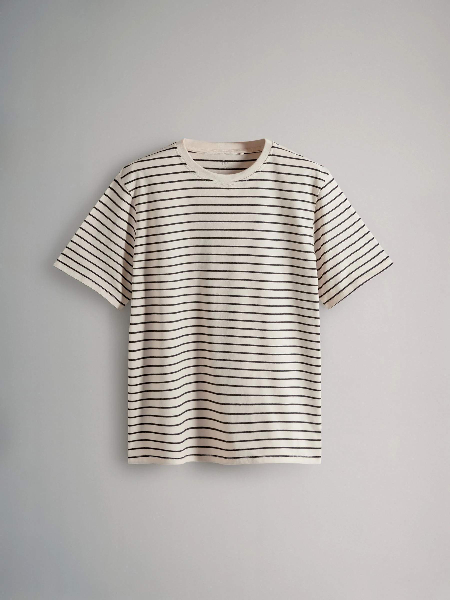 Roze rozen/neutrale streep/crèmekleurig/taupe bruin - The Set verpakking van 4 100% katoenen relaxte T-shirts met korte mouwen