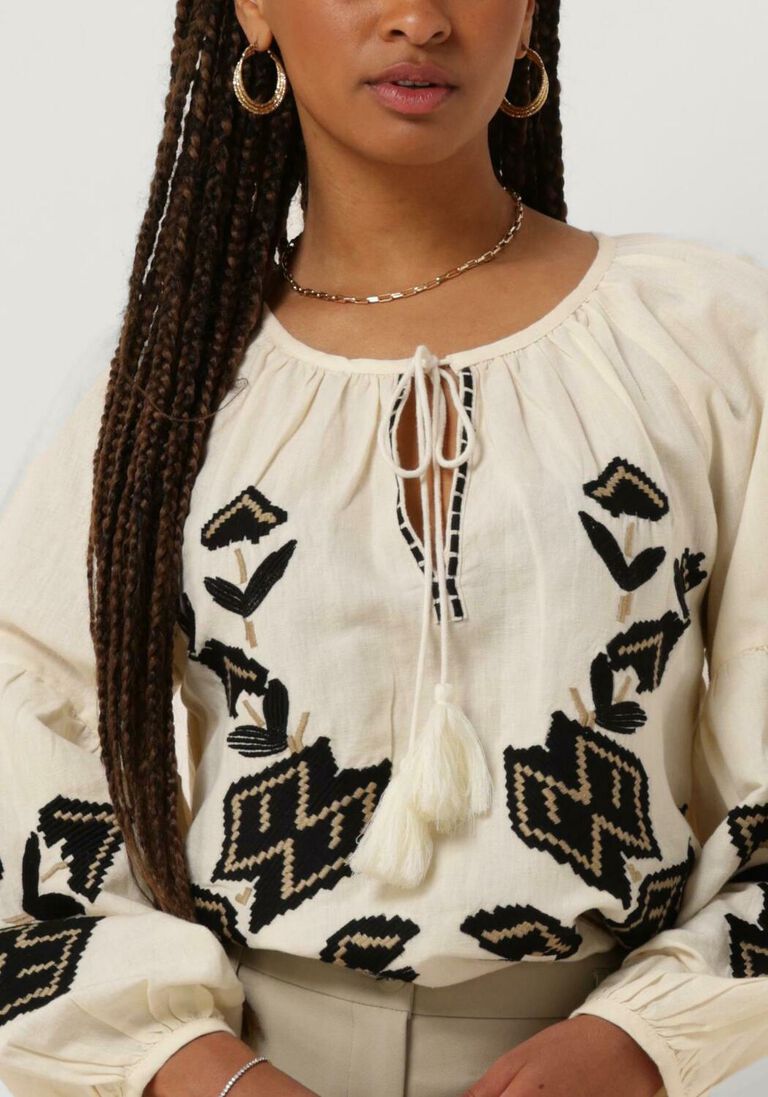 SUMMUM gebroken wit summum blouse top linnen heavy embroidery