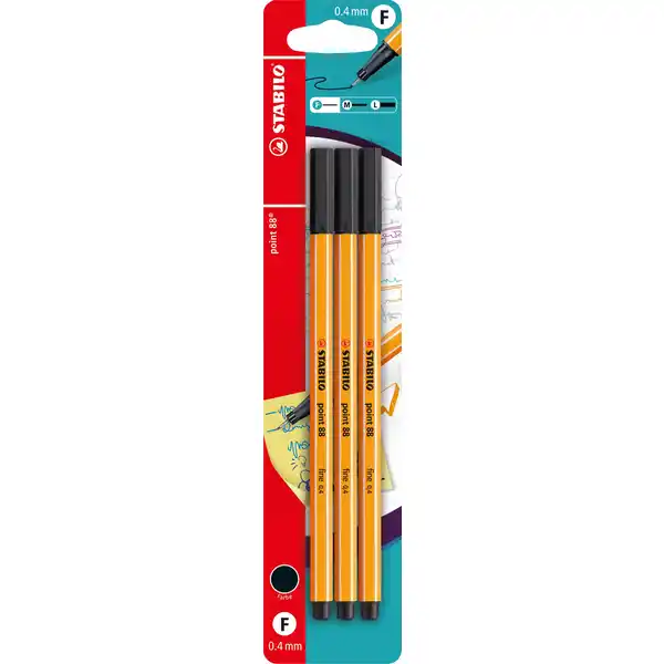 3er Set Fineliner point 88 schwarz