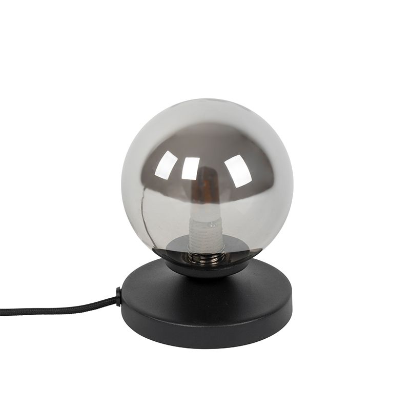 Moderne tafellamp zwart met smoke glas - Athens