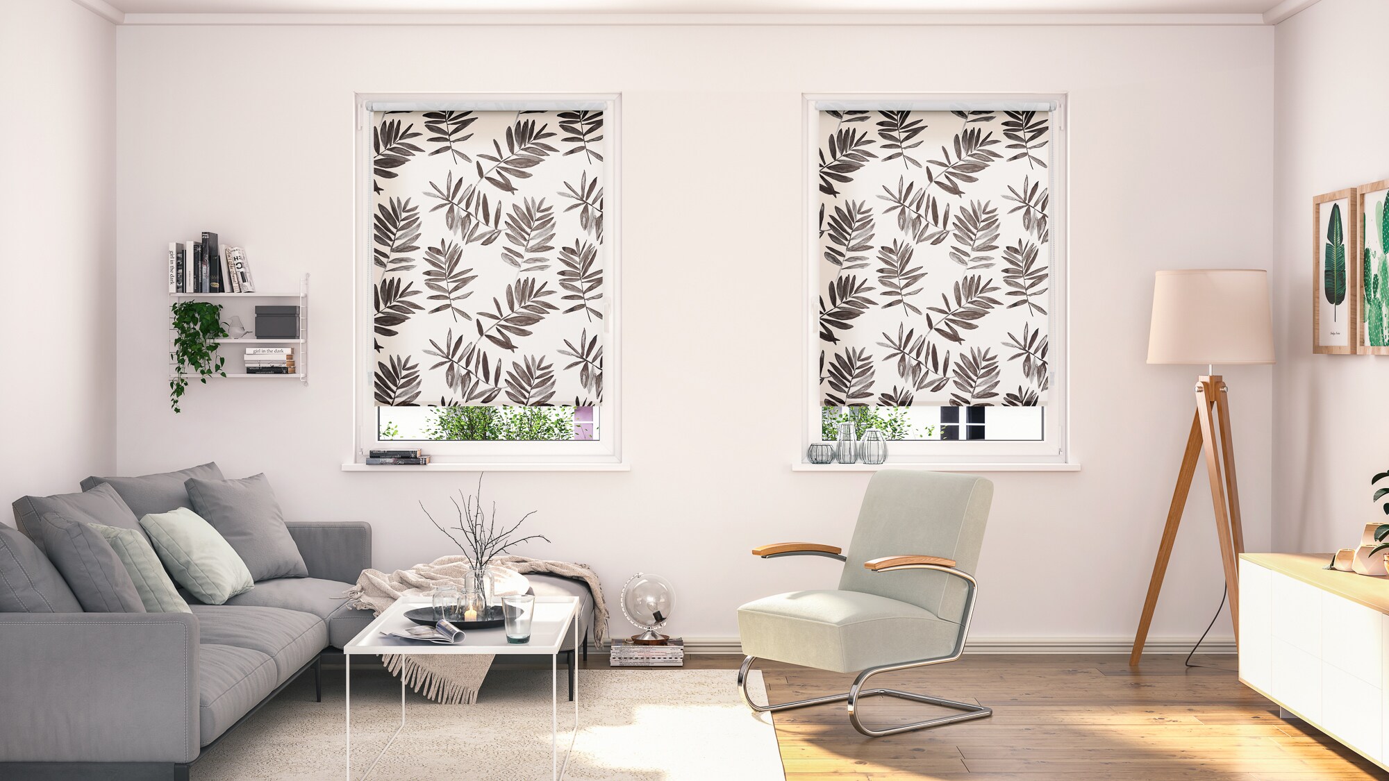 Lichtblick Rollo Klemmfix, ohne Bohren, blickdicht, Black Watercolor Branches - Schwarz