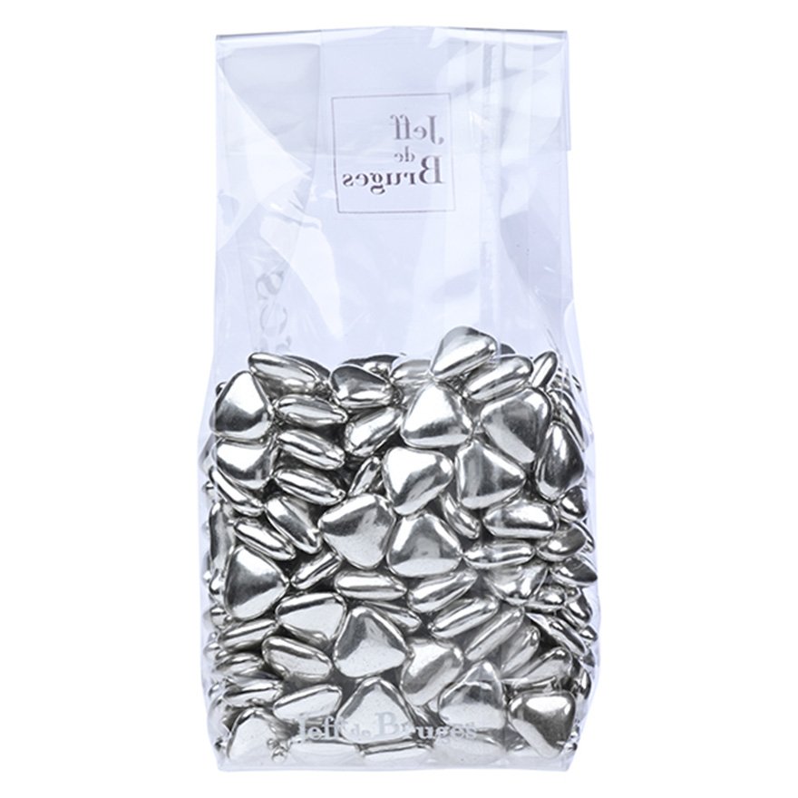 Sachet Petits coeurs Argent décor chocolat noir