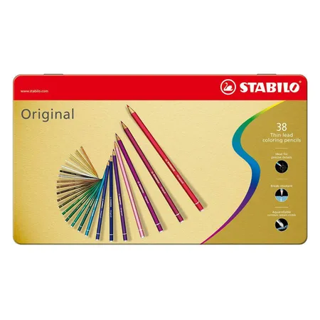 Premium-Buntstift - STABILO Original - 38er Metalletui - mit 38 verschiedenen Farben