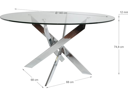 CONCEPT1 - Table Ruth 140 x 140 x 76 cm pied chromé