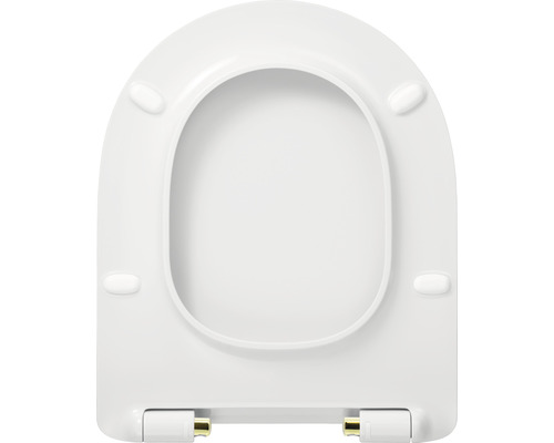 REIKA Mito toiletbril, wit, gepolijste messing scharnieren, met soft-close mechanisme en Quick&Clean.
