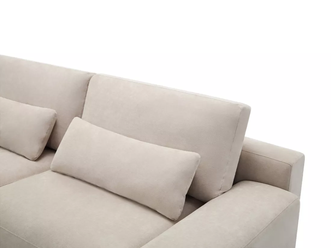 Canapé d'angle gauche en tissu beige STRALAO