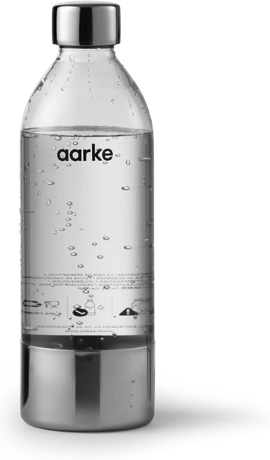 Aarke Carbonator 3, Wassersprudler aus Edelstahl im modernen Sand Finish mit 2x BPA-freier 1L PET-Flasche, Sprudelwasserbereiter für Leitungswasser, kompatibel mit 60L CO2-Zylindern