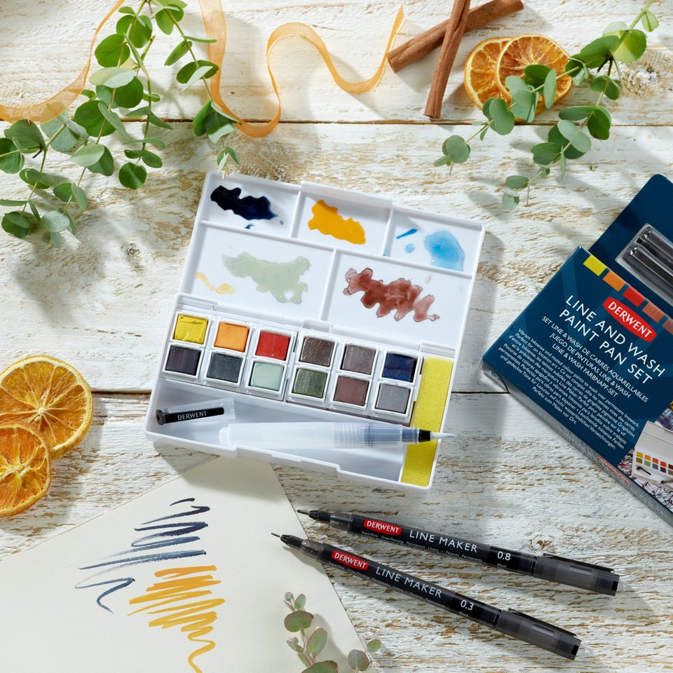 derwent line & wash paint pan set