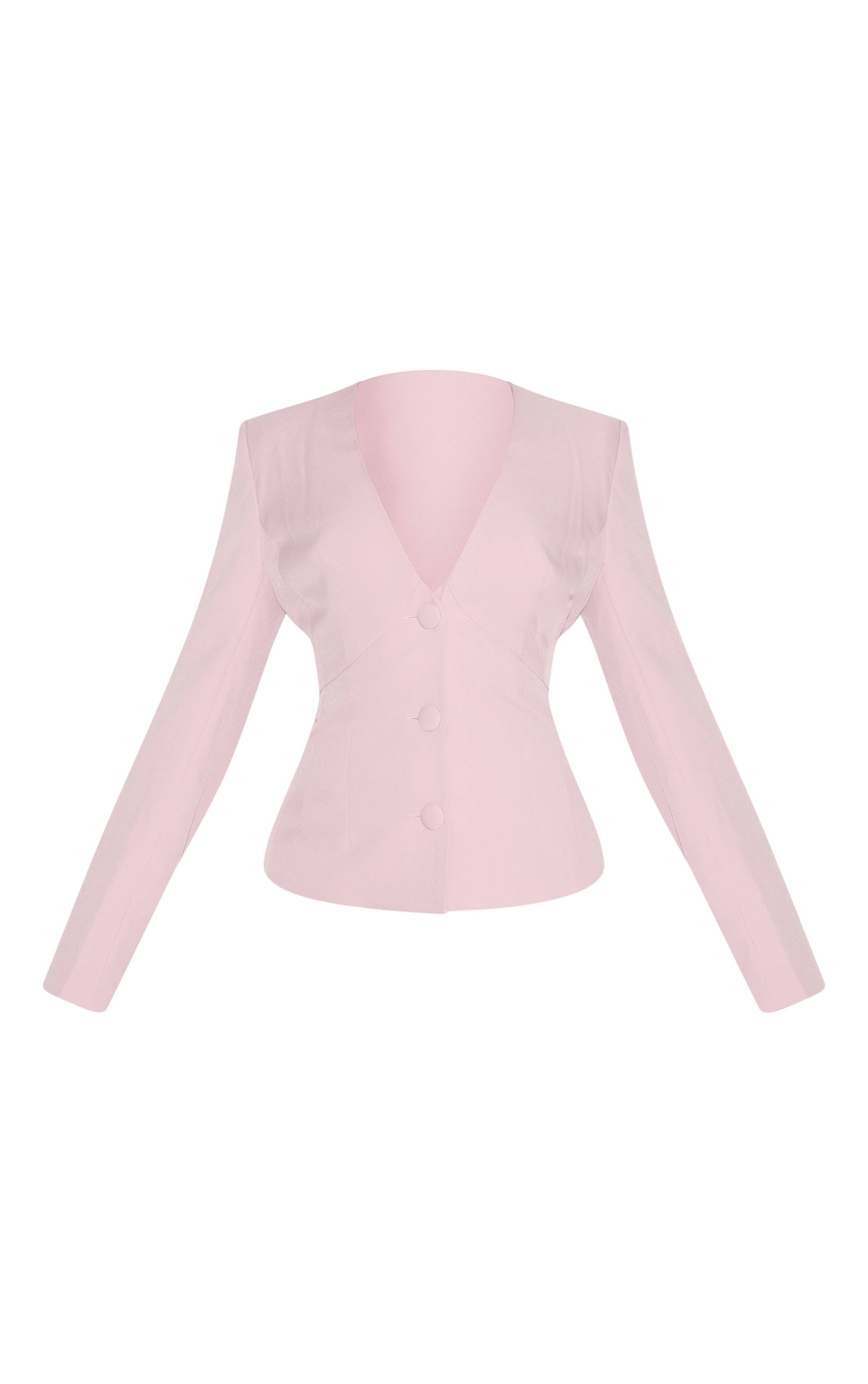Blush Rose Blazer Ajusté Taille Cintrée Décolleté Plongeant Shape