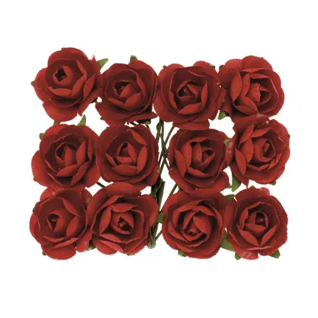 Glorex Röschen mit Draht, rot, 18 mm, 12 Stück