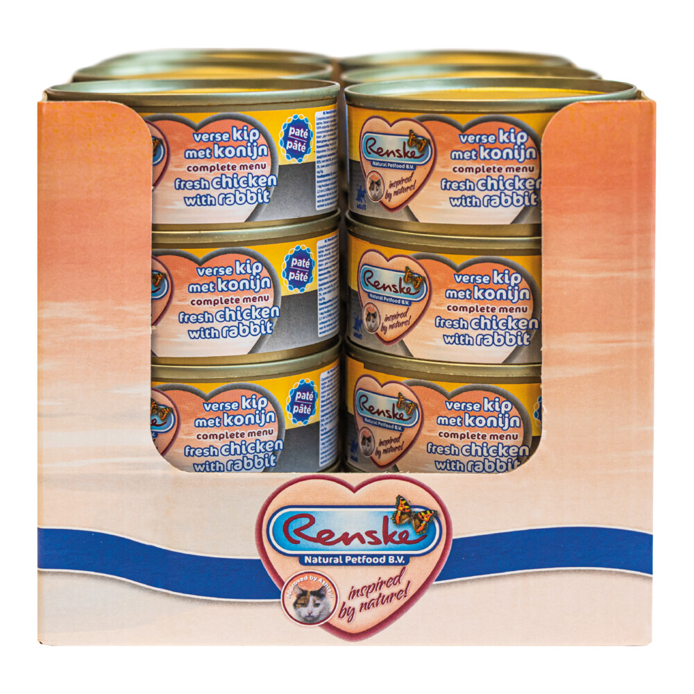 24x Renske Kattenvoer Paté Kip - Konijn70 gr