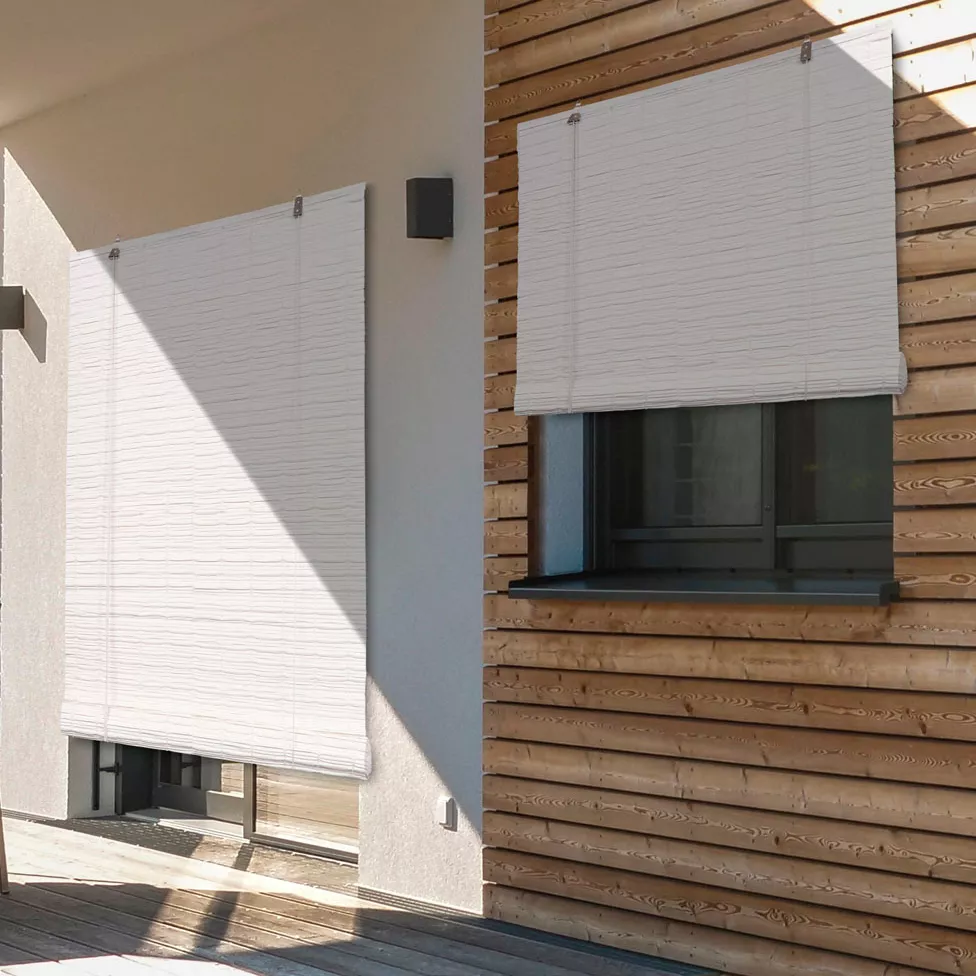 Store enrouleur extérieur effet rotin (150 x 180 cm) Tanoa Blanc