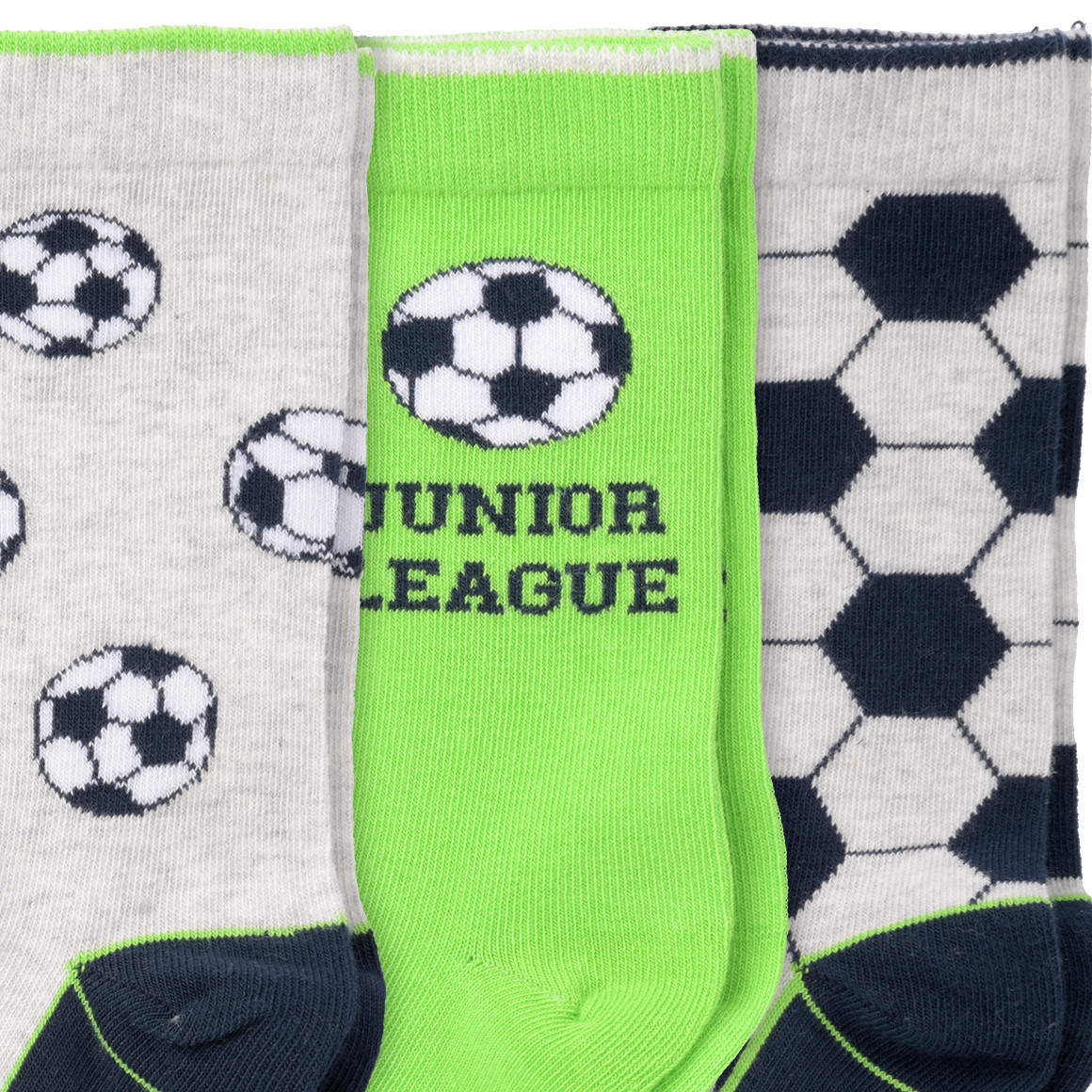 Topolino 3 Paar Jungen Socken mit Fußball-Motiven hellgrau / hellgrün