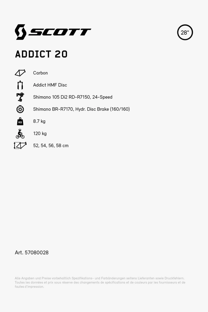SCOTT Addict 20 28 Rennvelo 2024