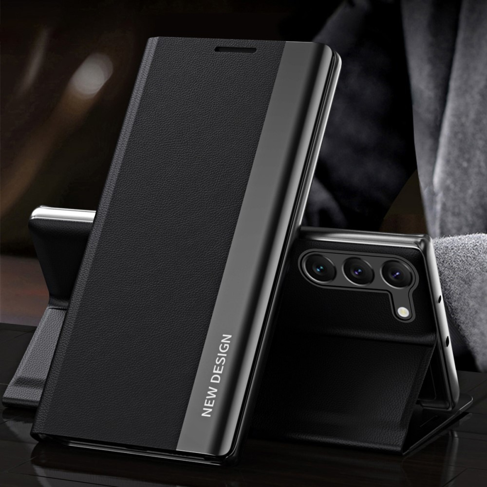 Samsung Galaxy S23 5G Leder Tasche Flip Cover   Magnetverschluss - Schwarz