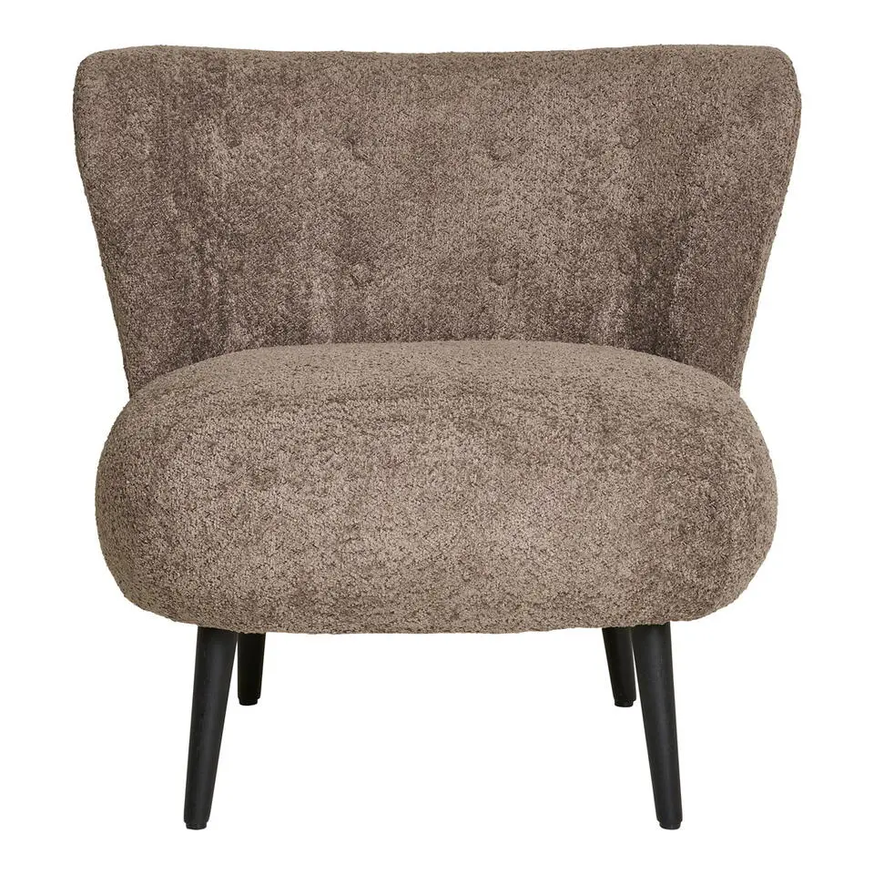 Fauteuil Bouclé Bruin - Zithoogte 45cm - 78x70x73cm - Covelo