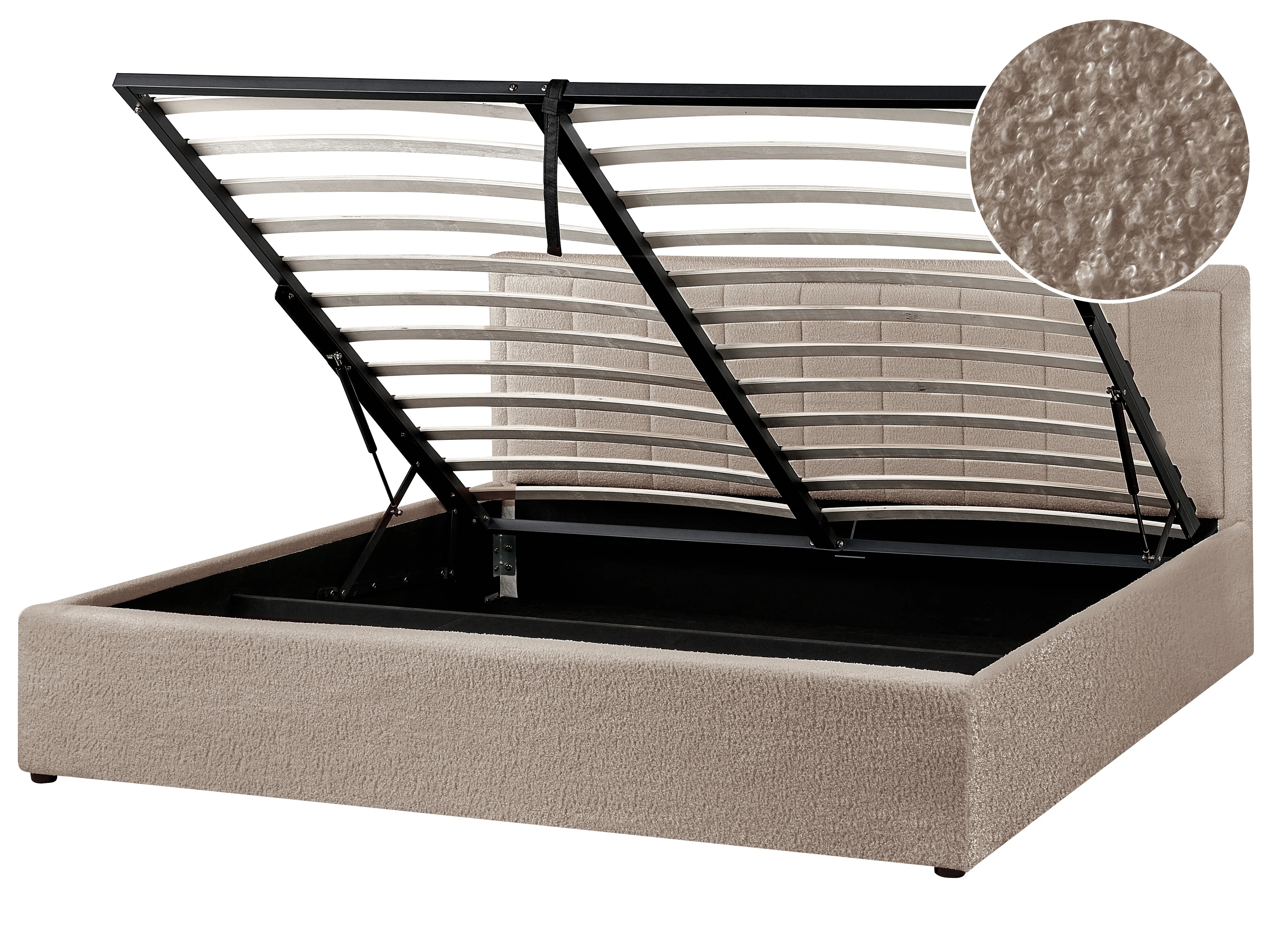 Bed met opbergruimte Bouclé MONTLAUR 180 x 200 cm Taupe