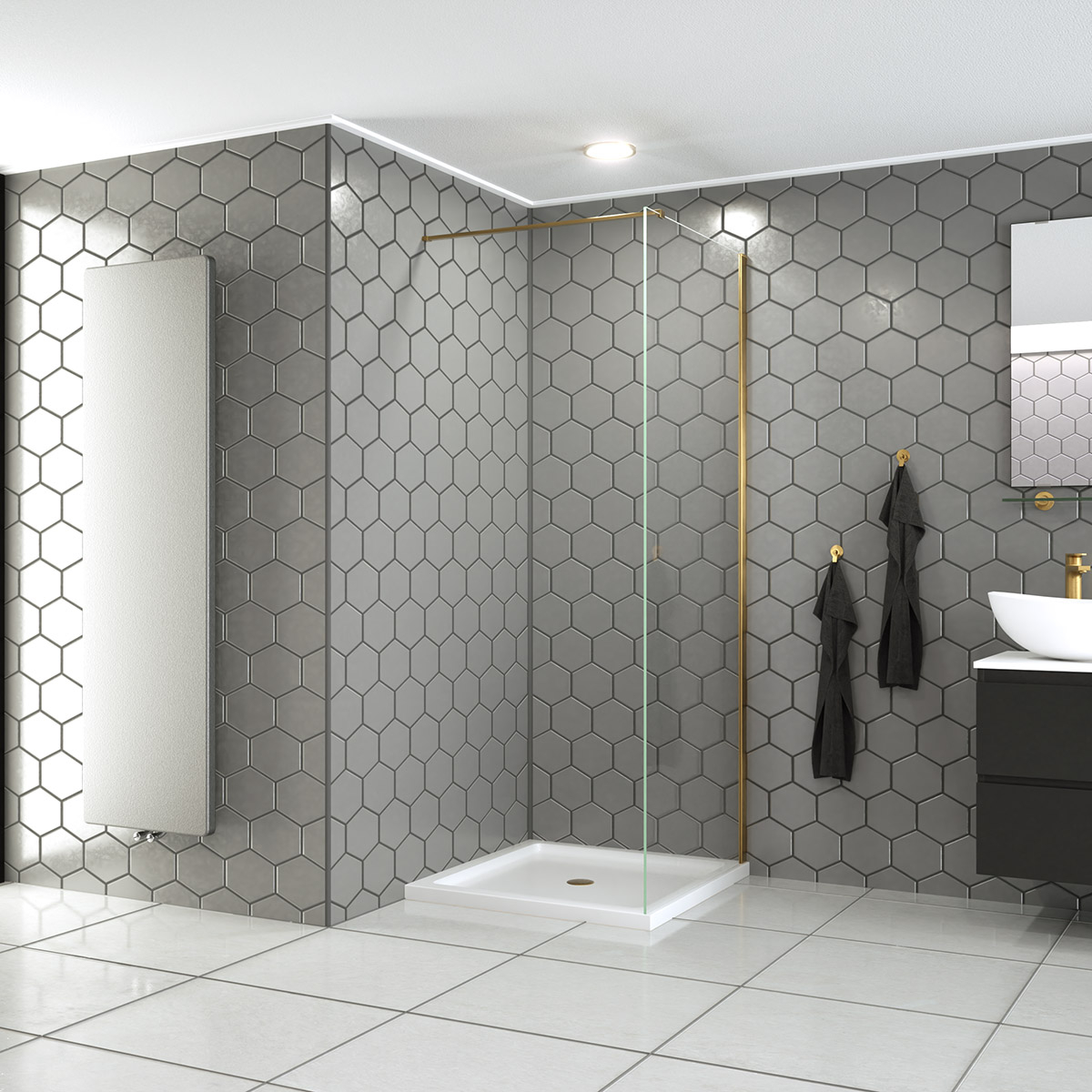 Saniclear Redro Brass douchewand 120cm anti-kalk 8mm geborsteld messing - mat goud