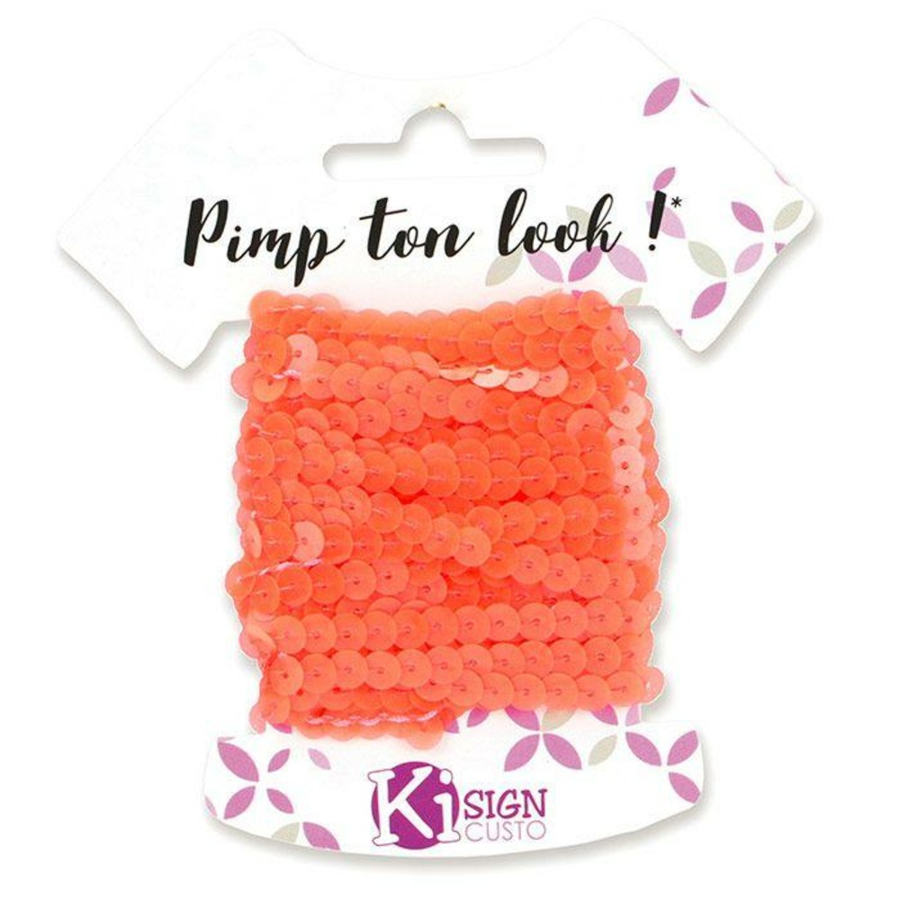 6 ruban de sequins 6 m - orange fluo