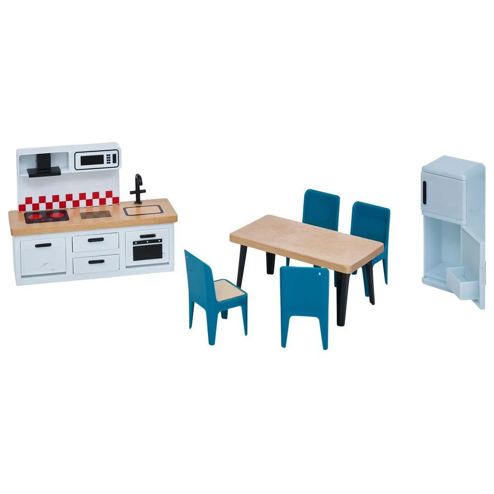 Accessoires cuisine maison de poupée en bois x7