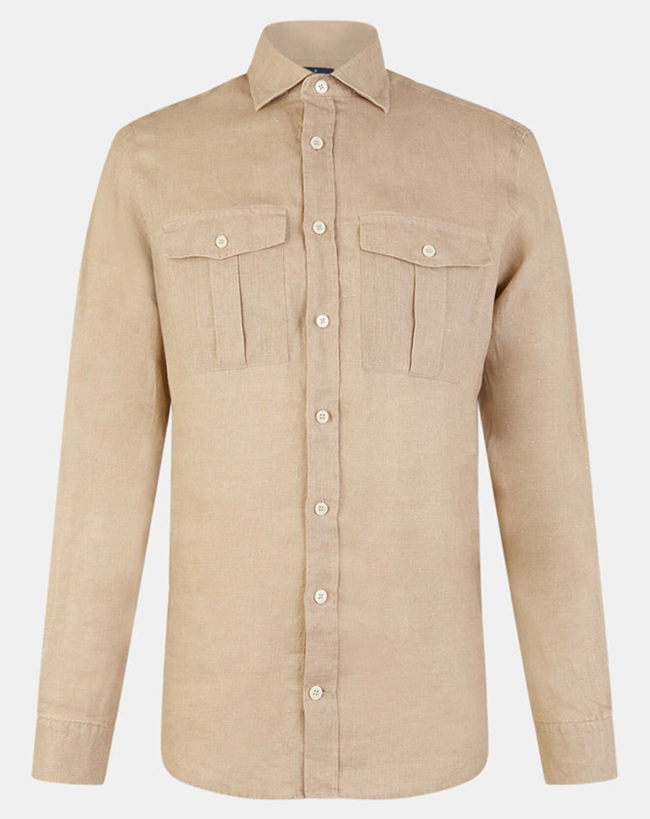 Hackett London Chemise 100% Lin Slim Fit beige foncé
