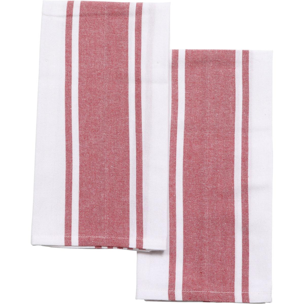 SET 2 TORCHONS LENA 50X70CM COTON POLYESTER ROUGE