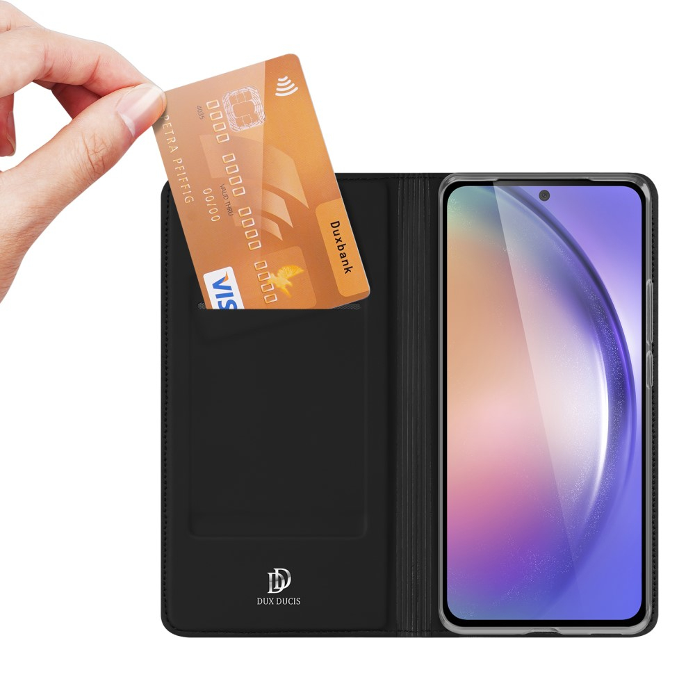 Samsung Galaxy A55 Flip Wallet Cover Leder Tasche - Schwarz
