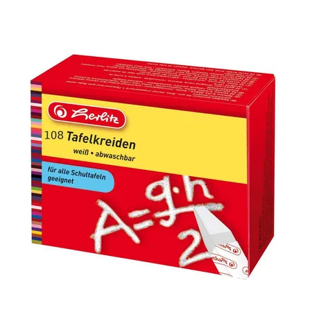 Herlitz Tafelkreiden quadratisch, weiß, 108 Stück
