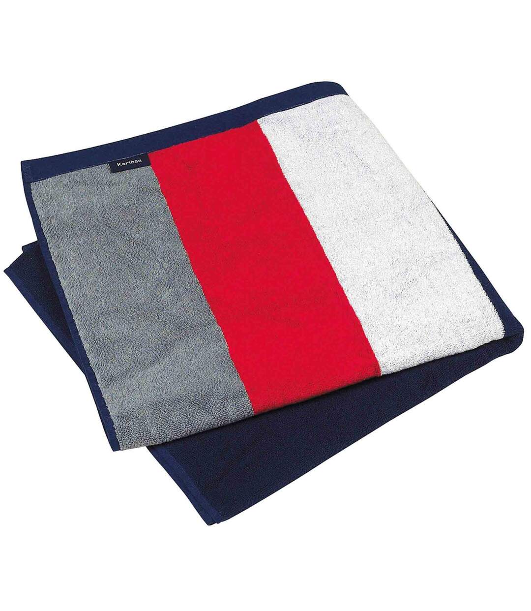 Drap de plage coton - K121 - bleu marine rayé