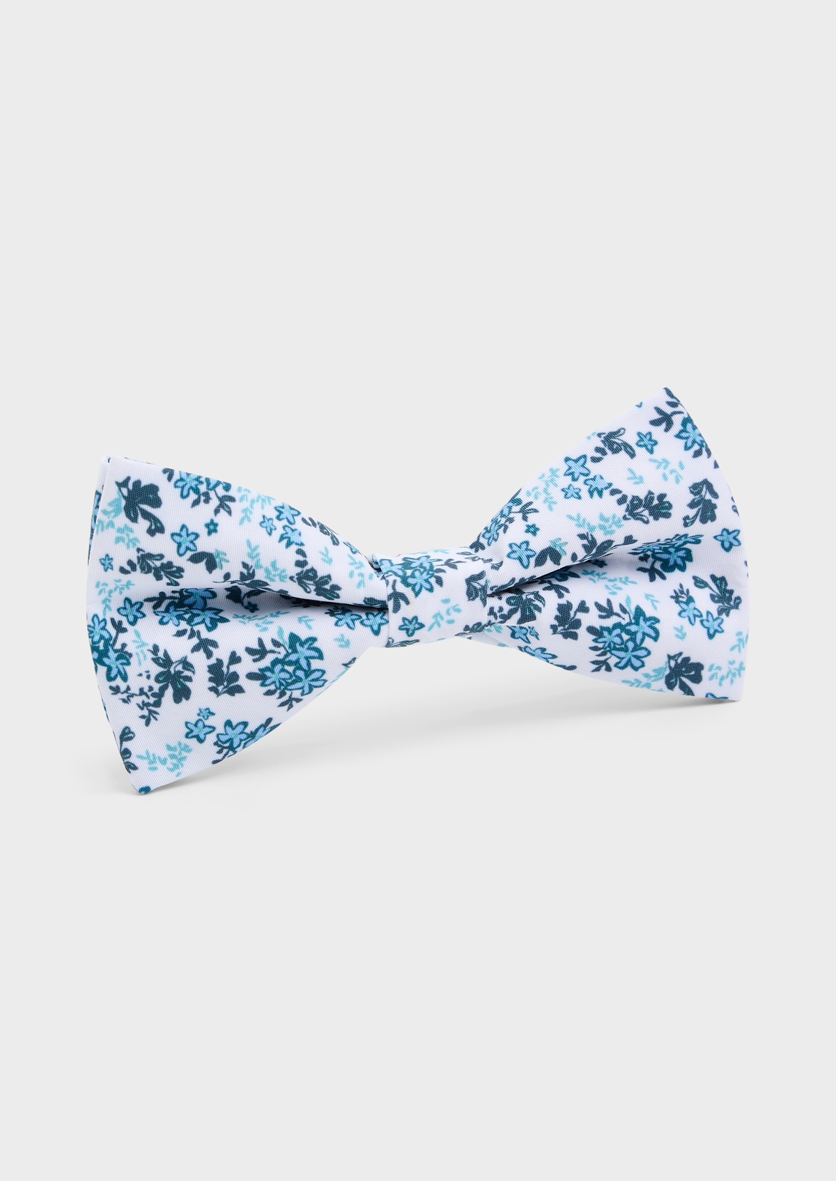 Noeud papillon blanc à motif fleuri vert bouteille et bleu