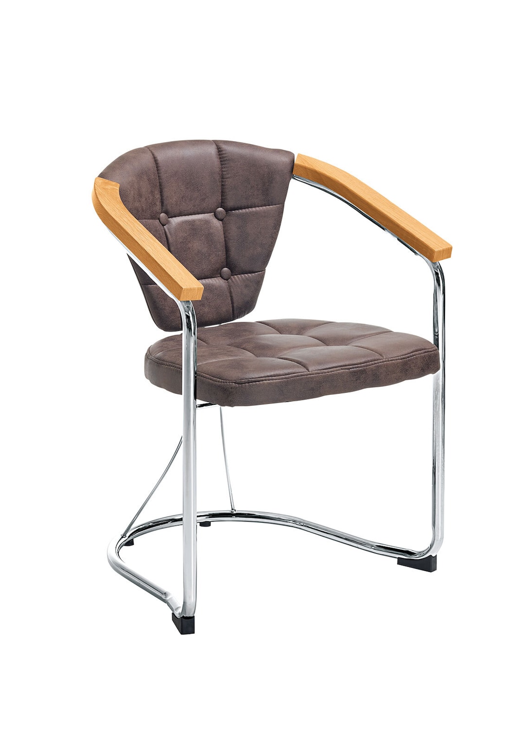 Armlehnstuhl Maren Lederlook Braun/Armlehnen Sonoma-Eiche-Optik