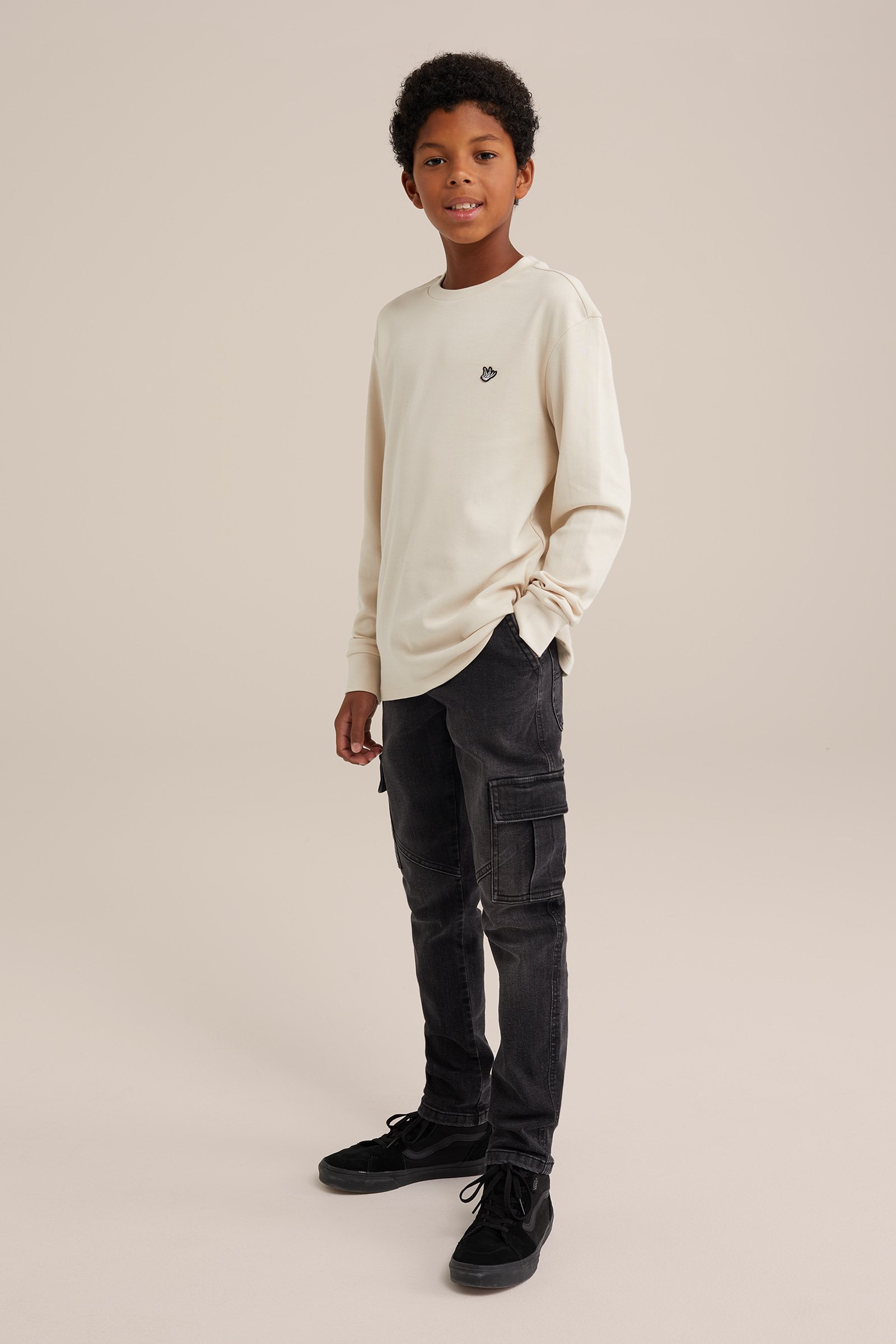 Jongens regular fit jeans met cargozakken Blue Ridge Zwart