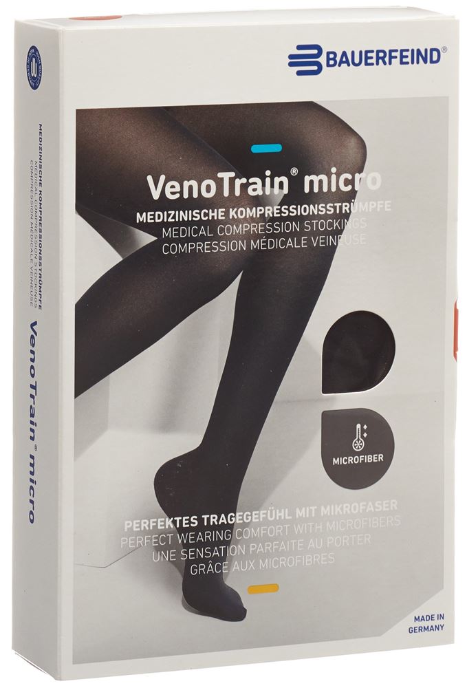 Bauerfeind VenoTrain Micro KKL2 ATU L plus/long geschlossene Fussspitze schwarz 1 Stk