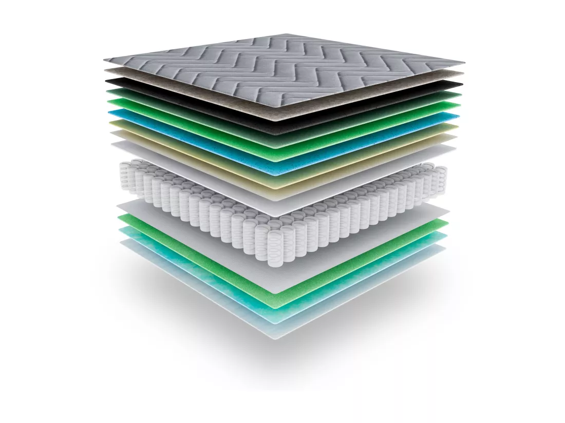 Matelas Wooly Level 140x190 cm - Hybride - 30 CM - Ressorts ensachés - Thermorégulant - Mousse en mémoire de Gel rafraîchissant - HR - Laine - Latex