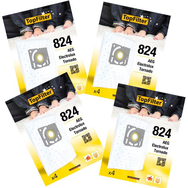 Lot de 4 packs de 4 sacs aspirateur 64824 pour Electrolux et Tornado P