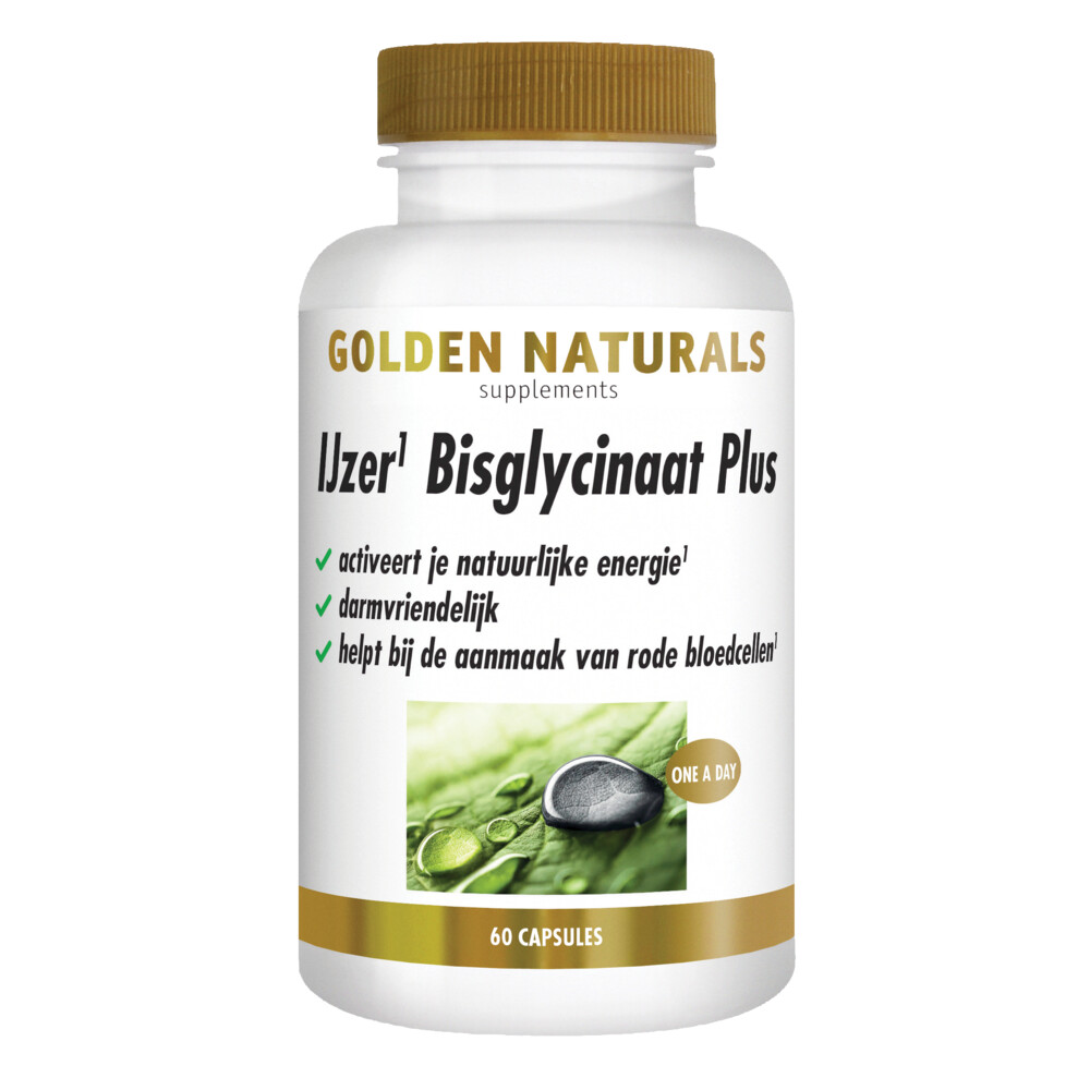 Golden Naturals IJzer Bisglycinaat Plus60 vegacapsules