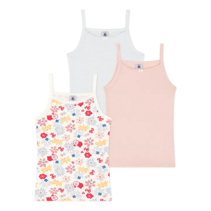 Petit Bateau Lot 3 Débardeurs Fleurs | Rose