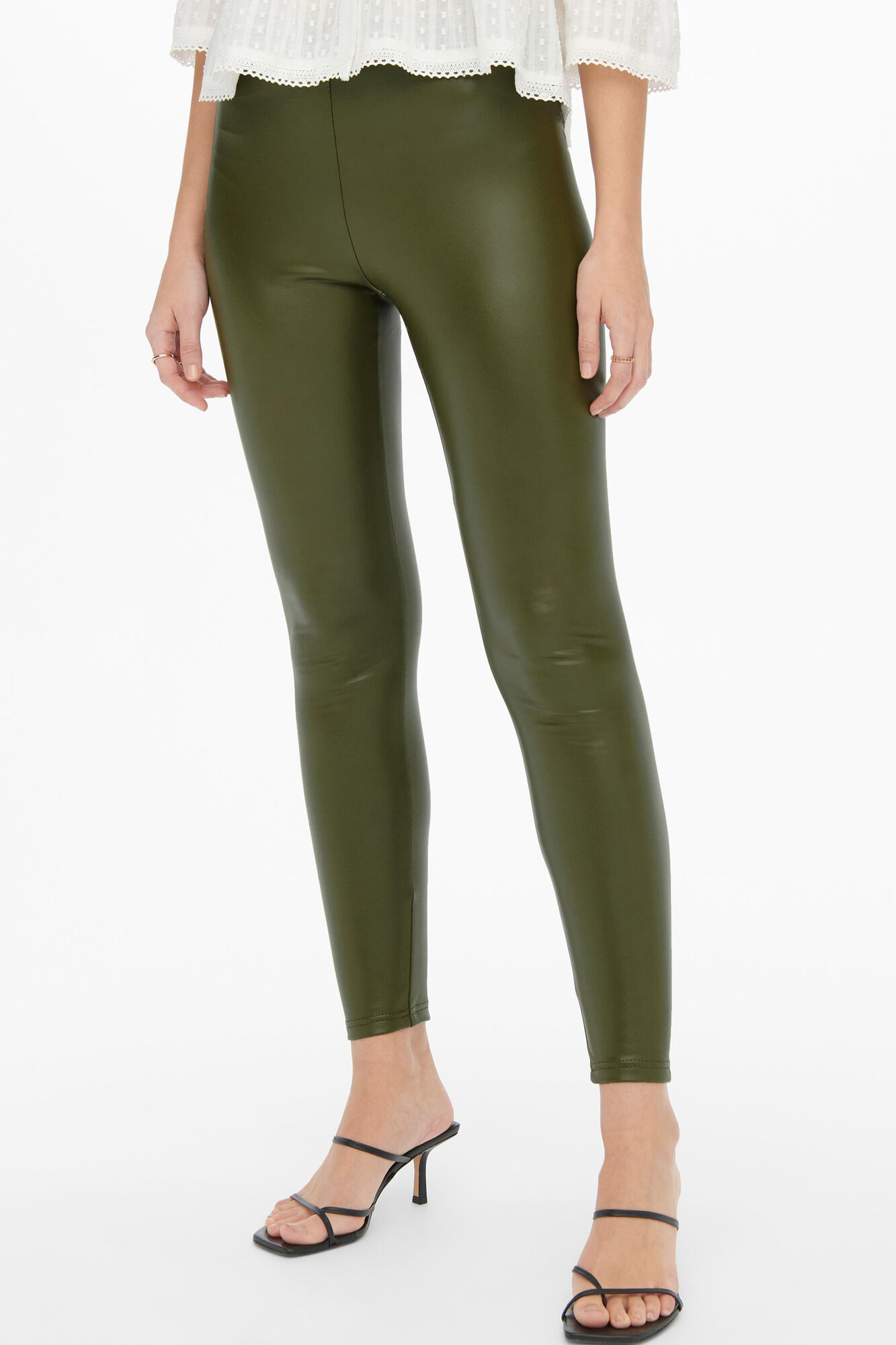 Leggings elásticas de couro sintético