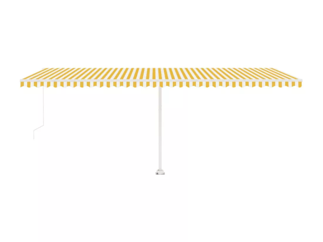 Auvent manuel rétractable sur pied 600x300 cm Jaune/Blanc