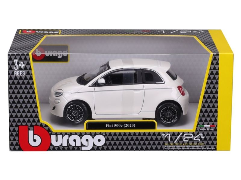 BBurago Fiat 500e Weiss 1:24 Sammlermodell im Massstab 1:24