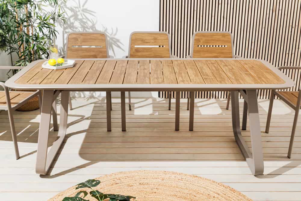 Outdoor Esstisch ORGANIC 200cm natur Kunststoff greige Aluminium Gartentisch wetterfest