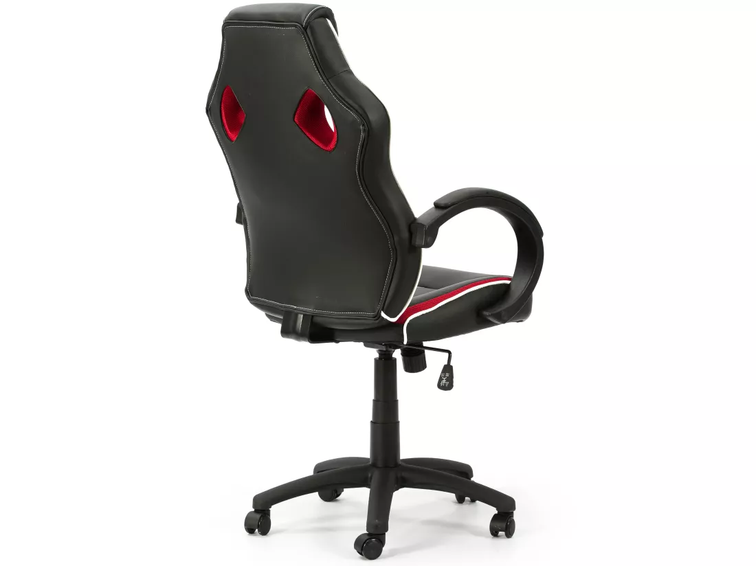 Fauteuil de Bureau réglable et inclinable Formula tapissé en Similicuir, Noir/Rouge