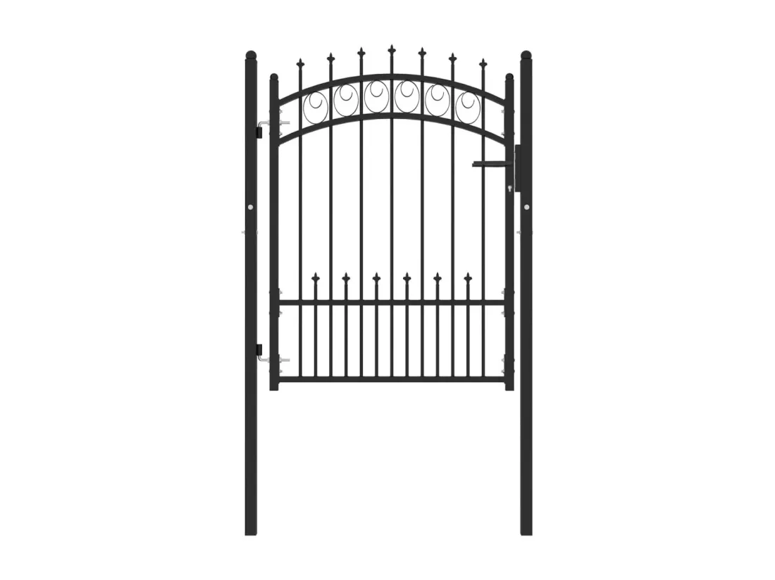 Portail de cl?ture avec pointes Acier 100x125 cm Noir